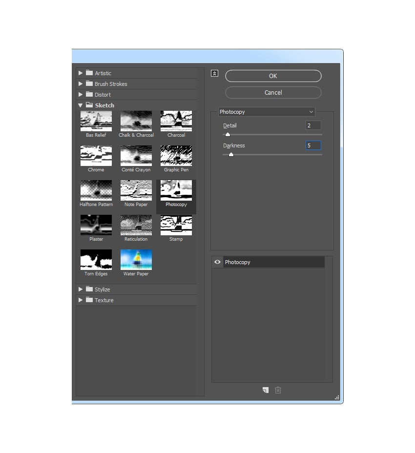 Adding photocopy filter