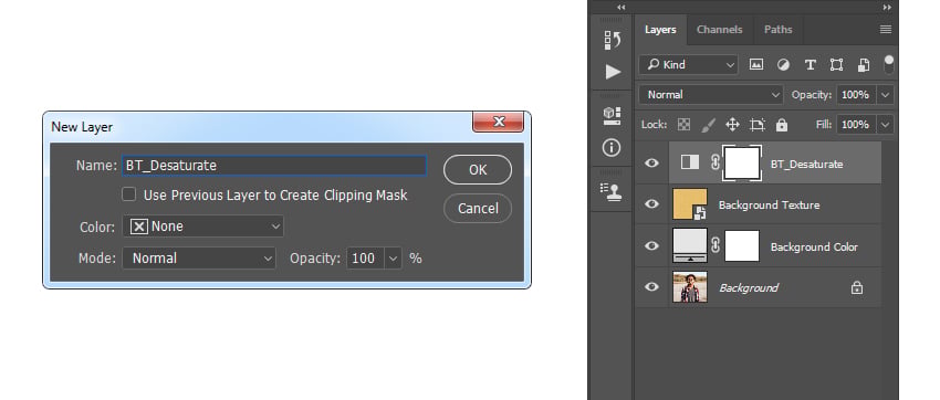 Creating new black and white adjustment layer