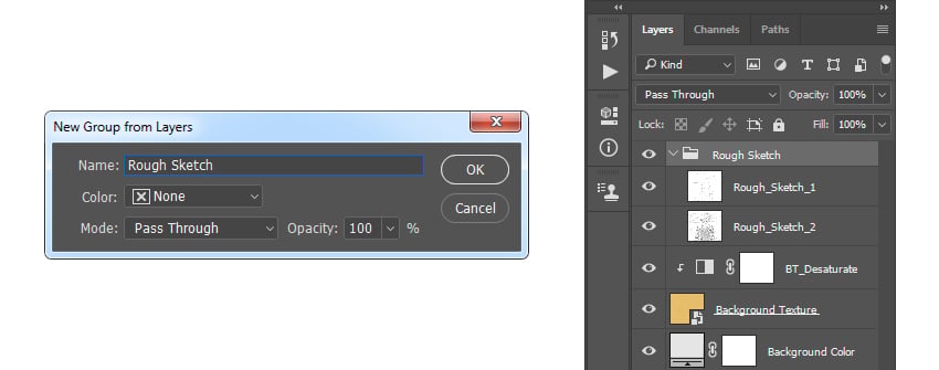 Creating new group from layers