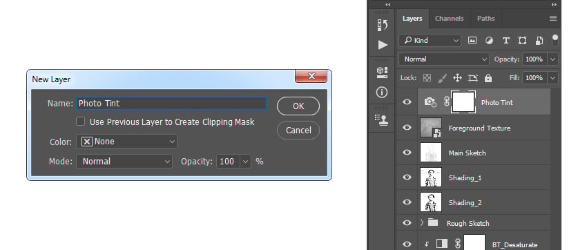 Creating new photo filter adjustment layer