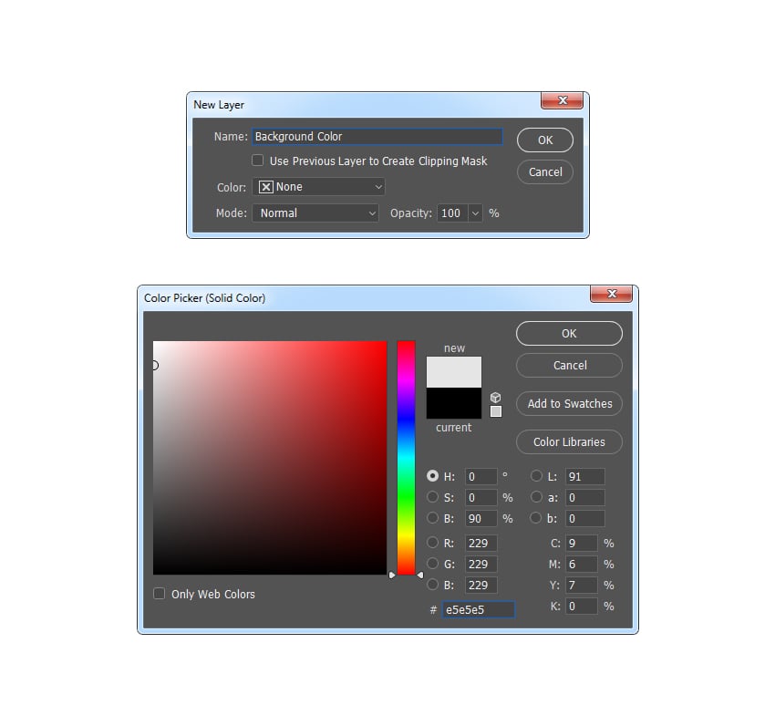 Creating new solid color fill layer