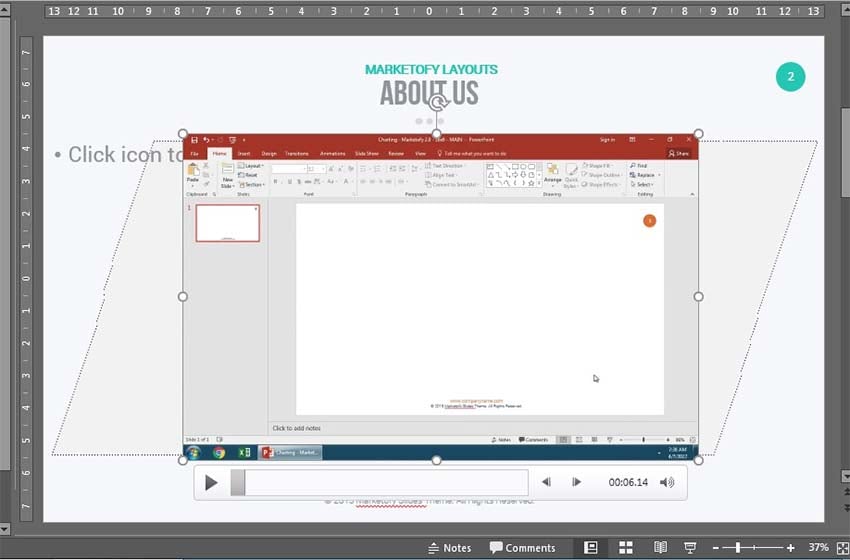 Inserted video into PowerPoint presentation