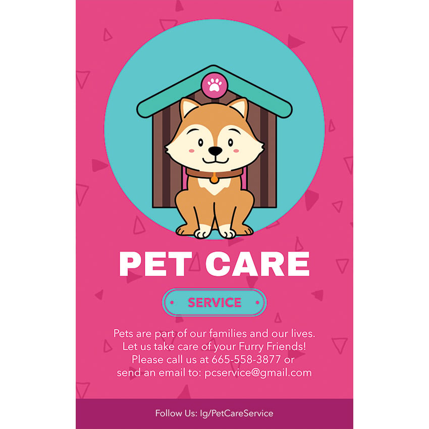 Flyer Template for a Pet Care Service with a Dog Illustration