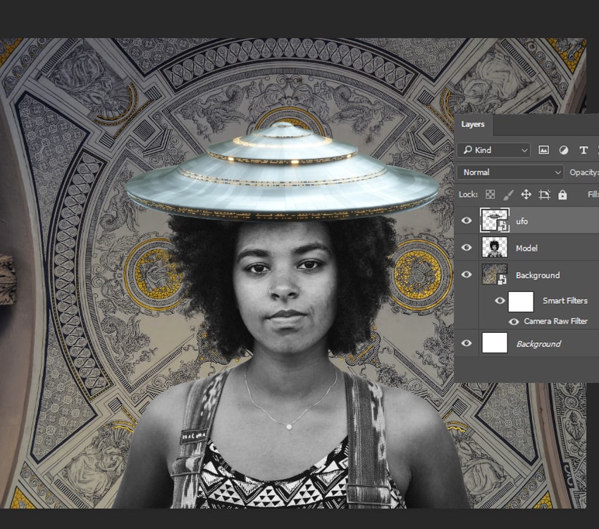 Dragging the UFO on models head