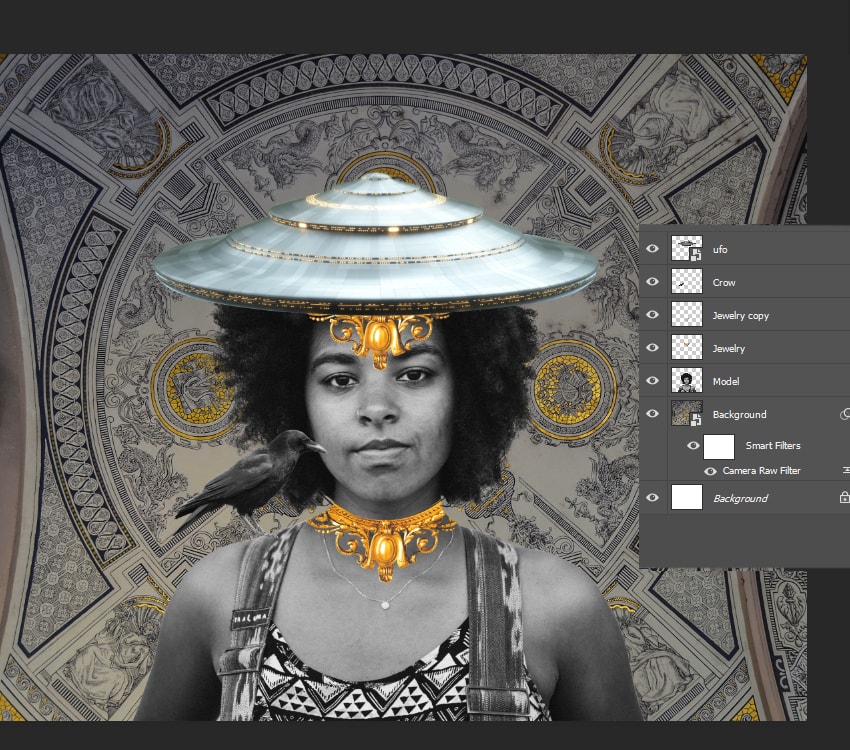 Transforming the mirrors into a jewelry and adding it on the model