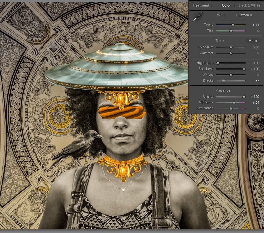 Adjusting the temperature and exposure in Lightroom