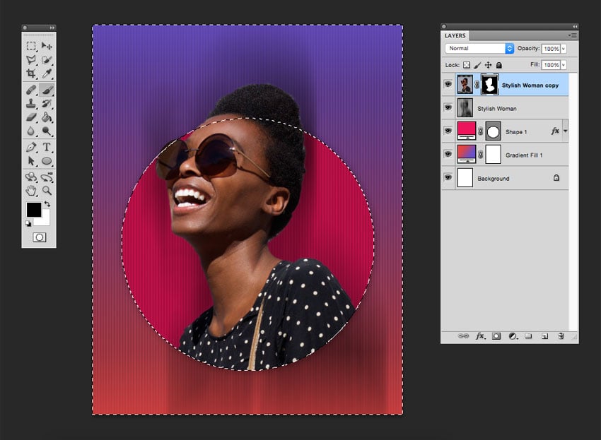 Use the ellipse to shape the bottom part of the image