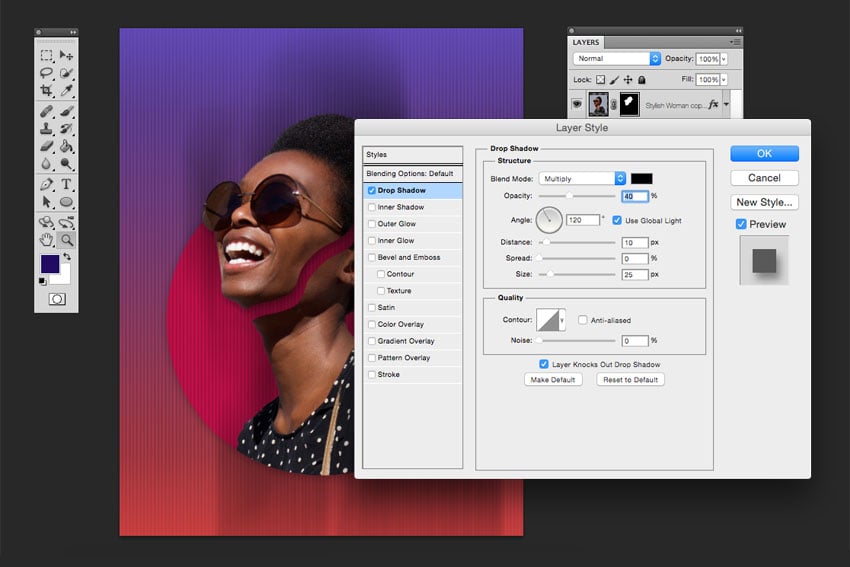 Add a drop shadow to create sense of depth