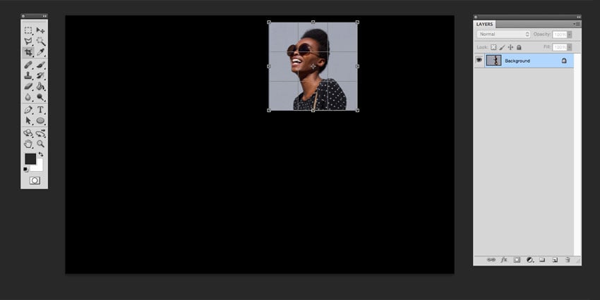 Open the stylish woman image in Photoshop and crop