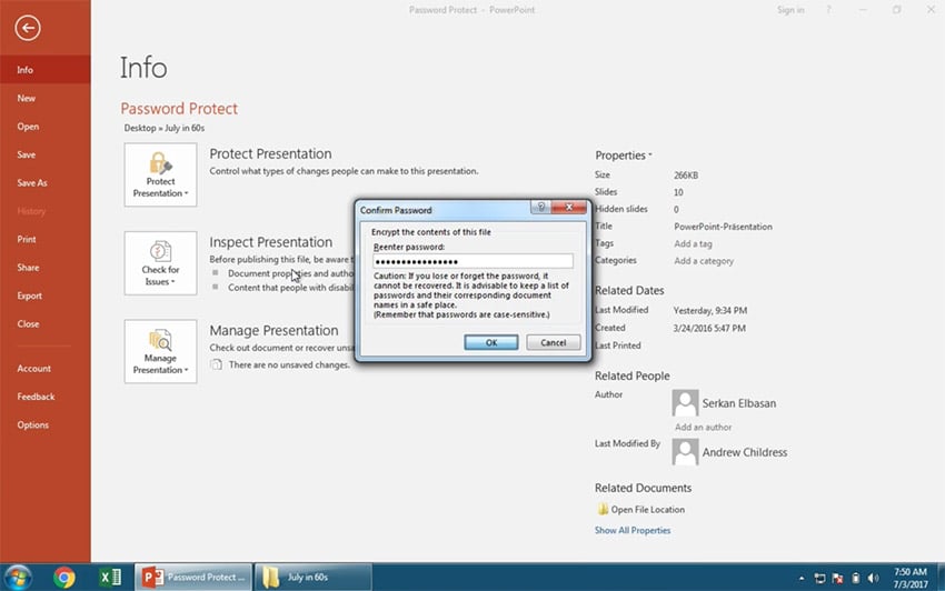 Add a password to protect your PowerPoint presentation