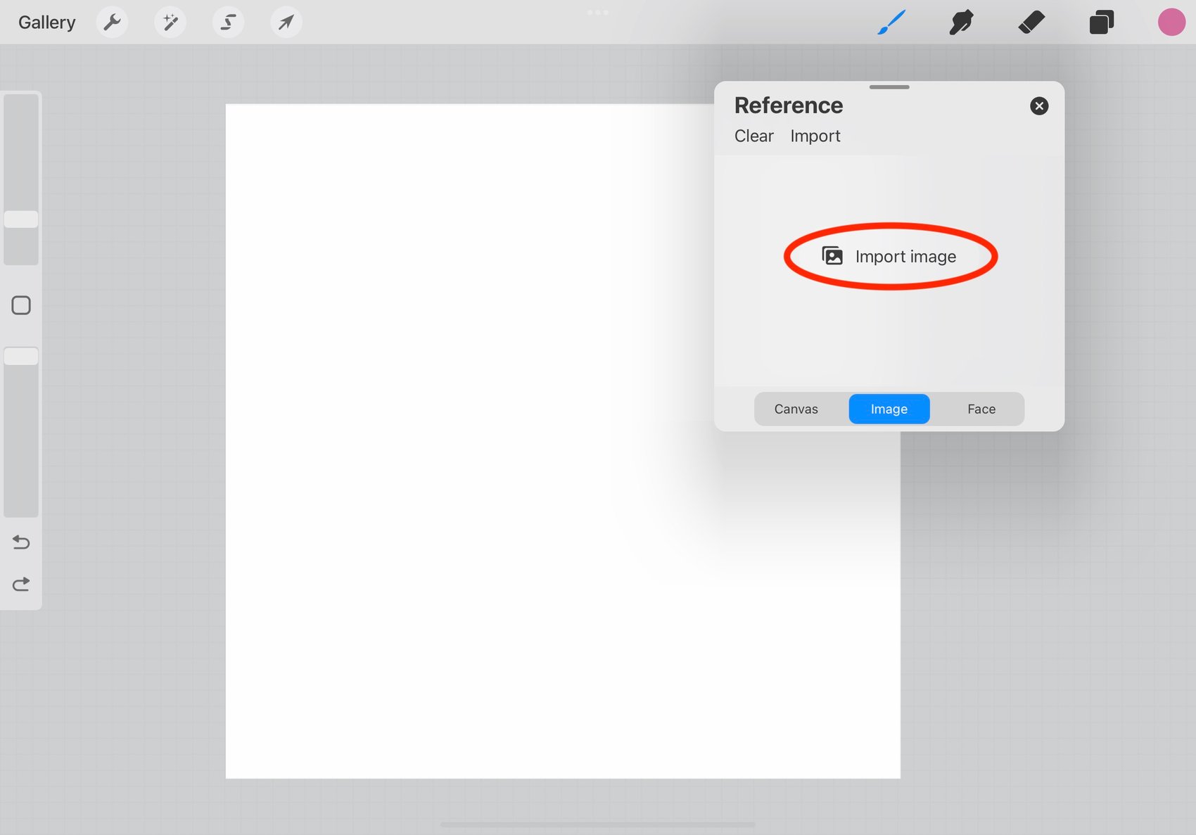 import image button is circled in red