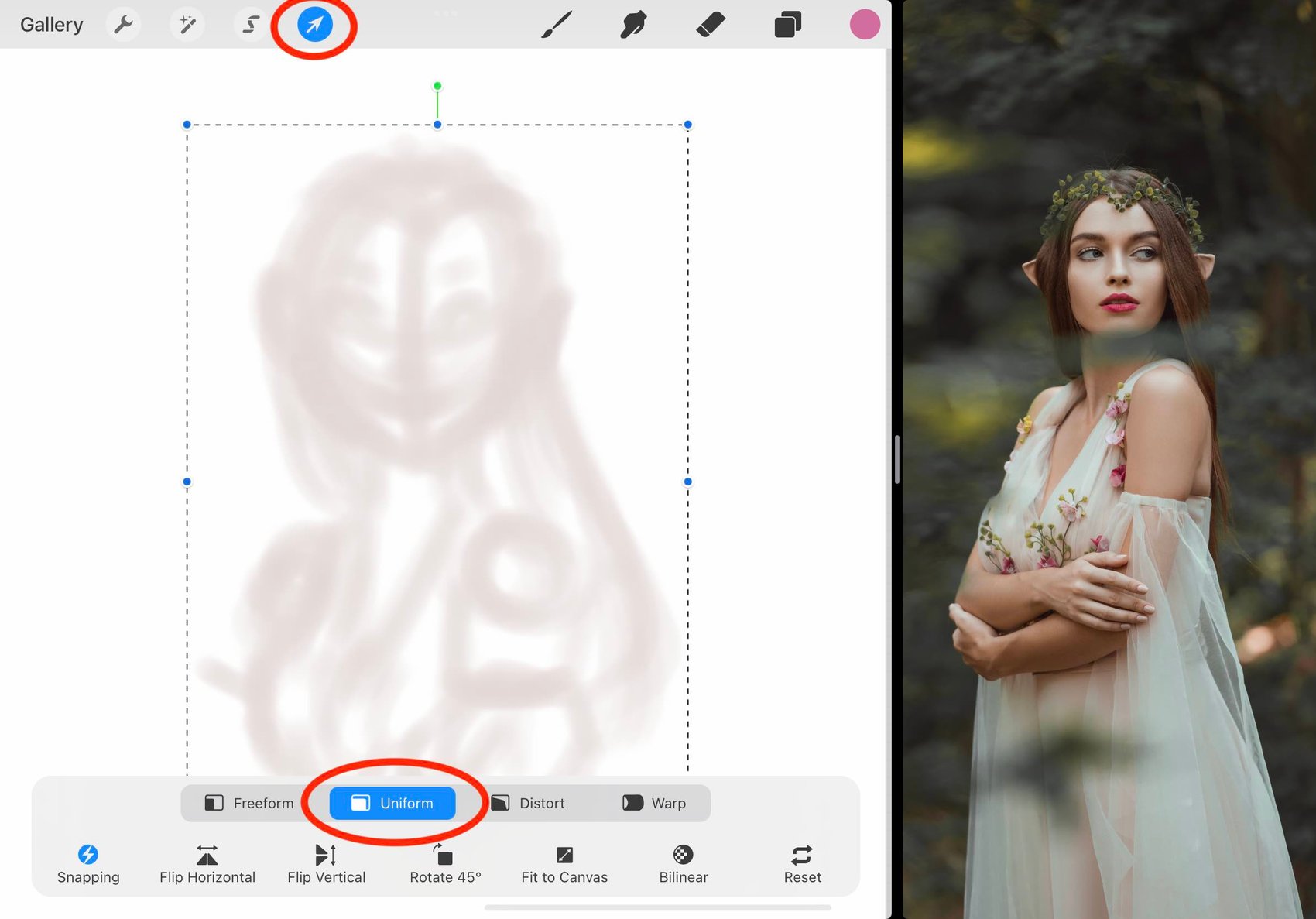 the arrow icon and
