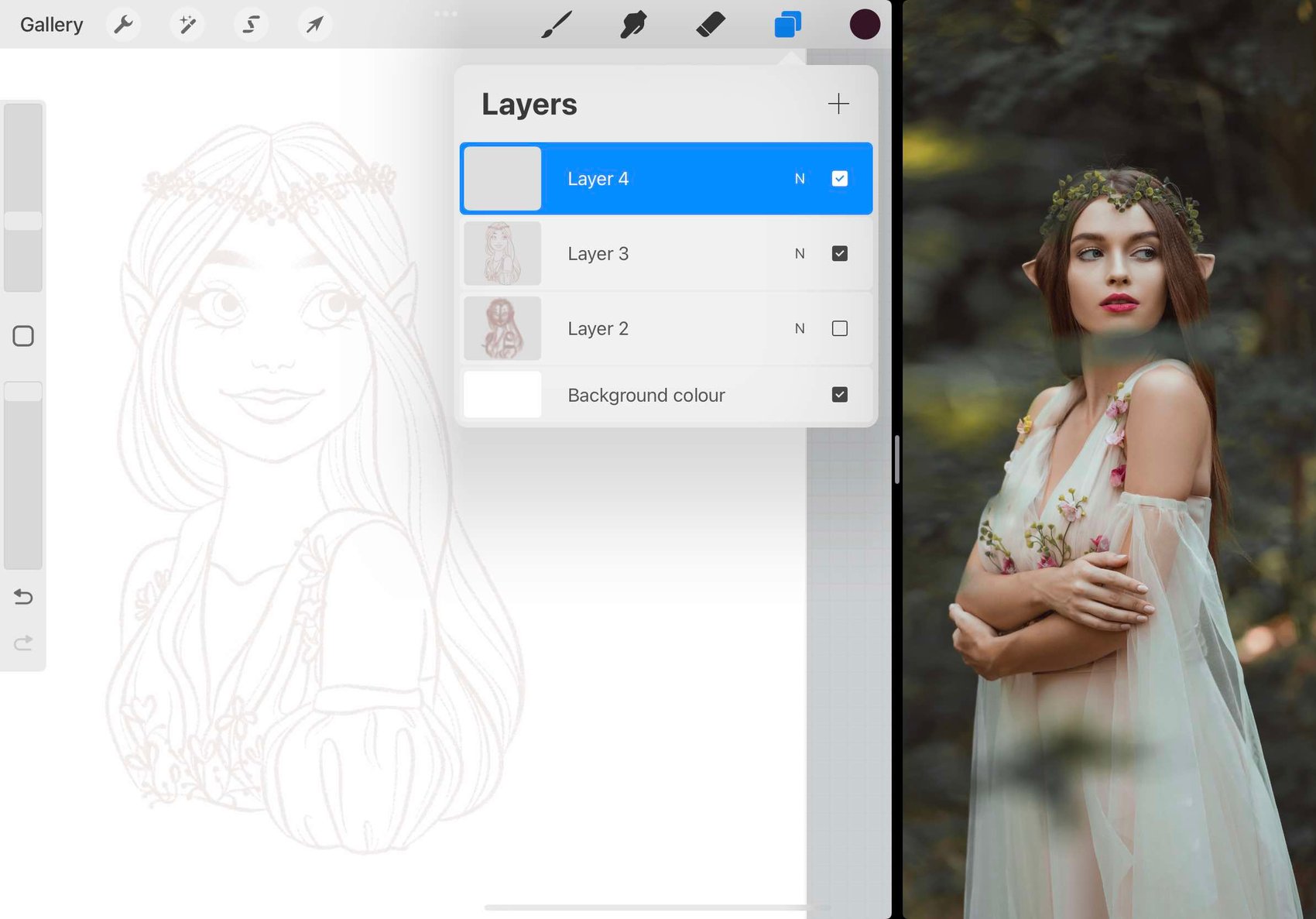 a new layer has been created above the sketch layer