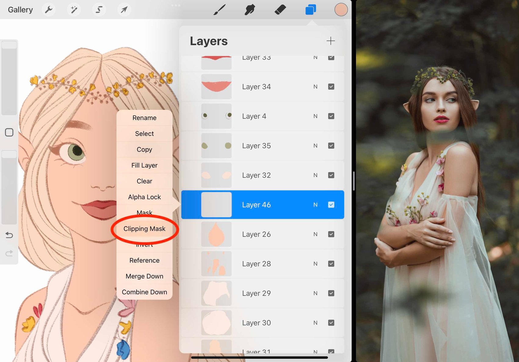 clipping mask is circled in red
