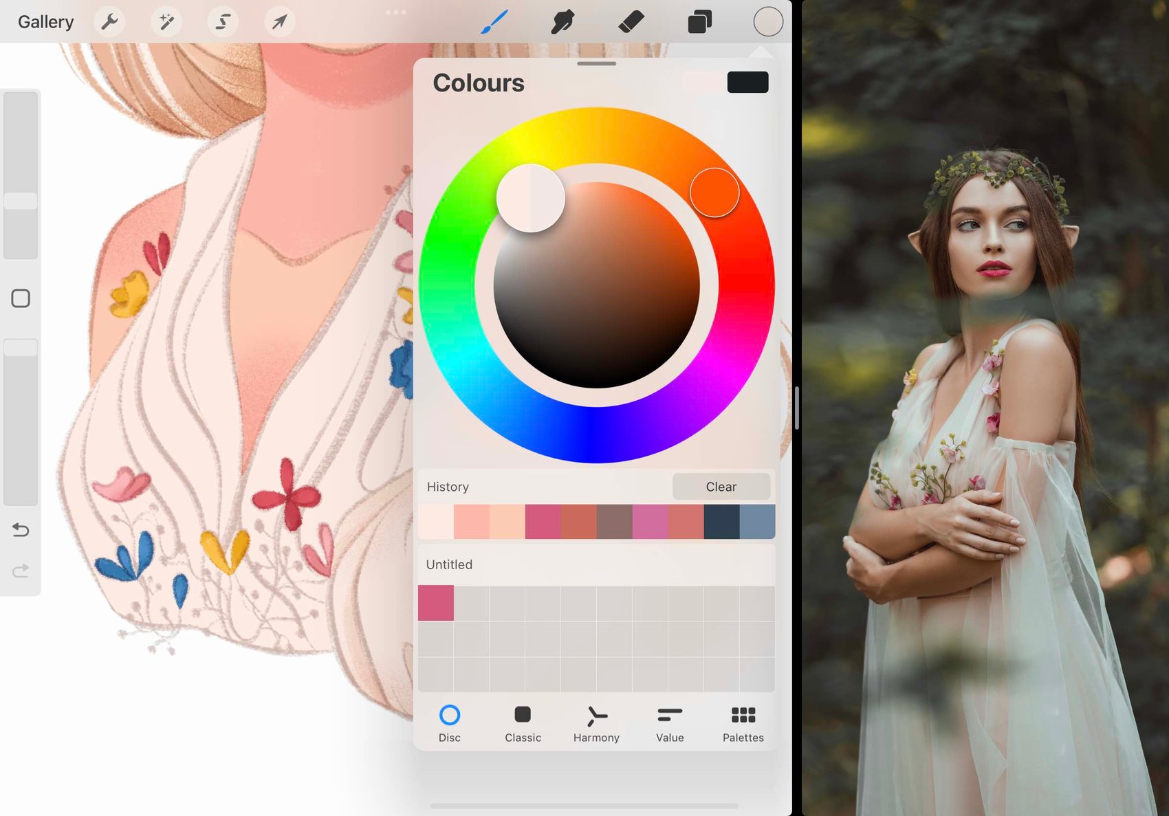 a less saturated version of the base colour has been selected using the colour wheel