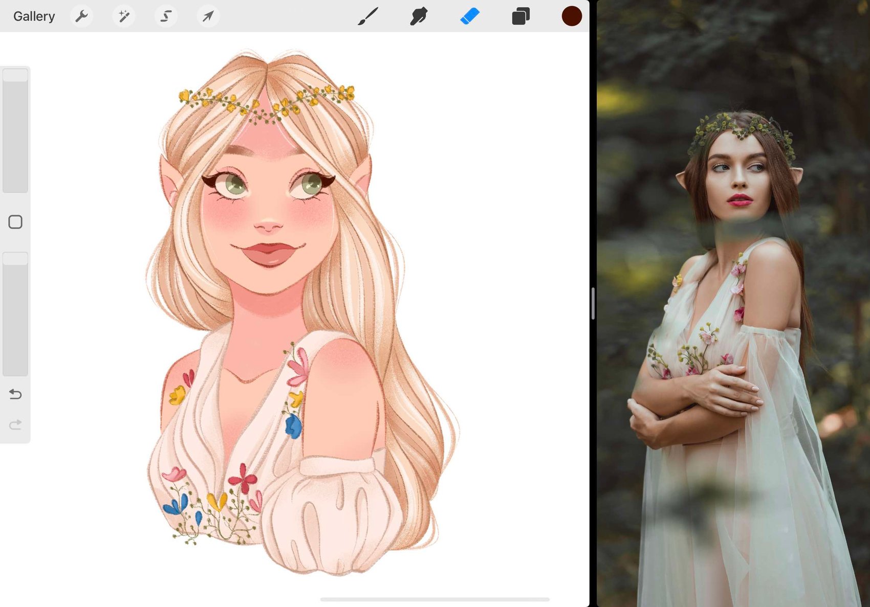 a full view of the drawing with the line art recoloured