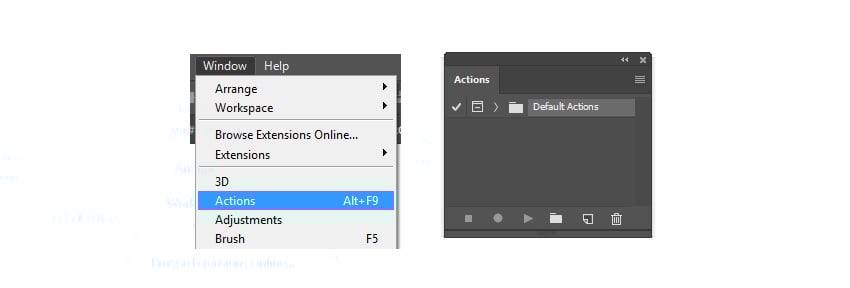 How to Access the Actions panel in Photoshop
