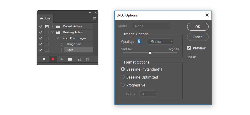 Save and Change the Image Quality for the Action
