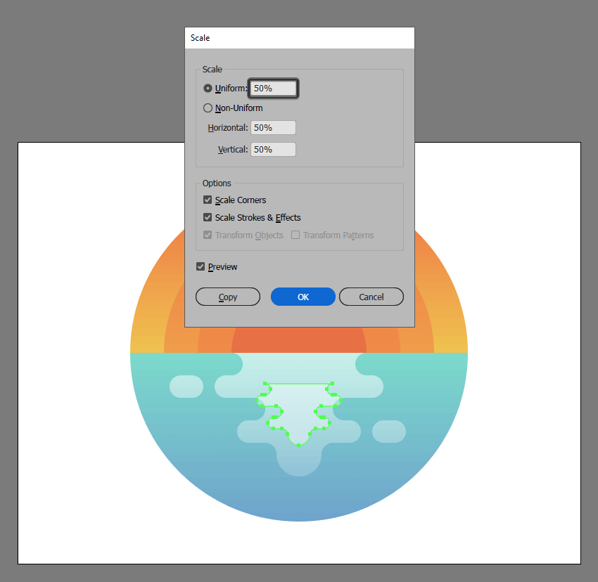 adding the inner water reflection to the illustration