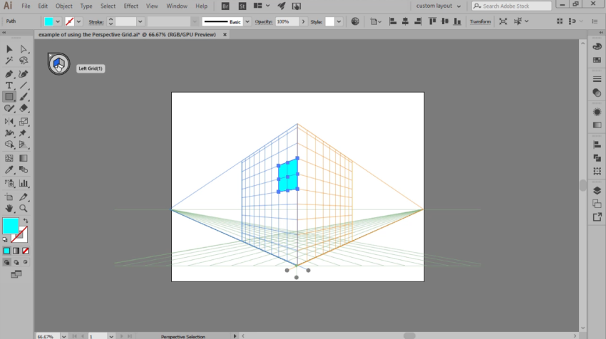 example of drawing on the perspective grid