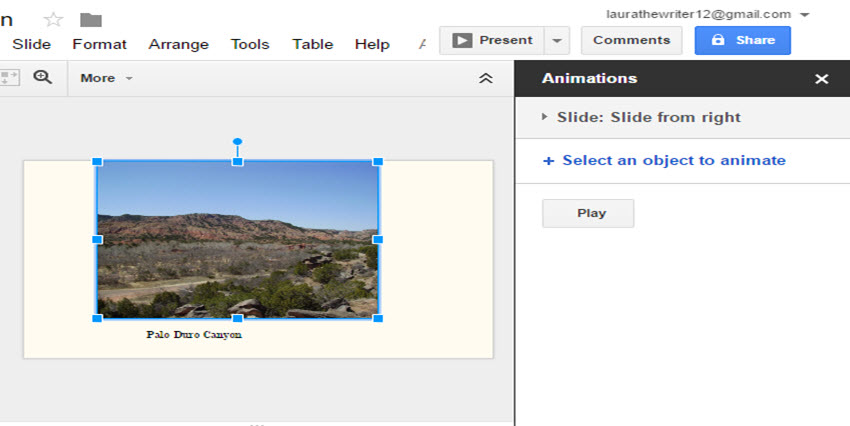 Click Select an object to animate to animate individual objects