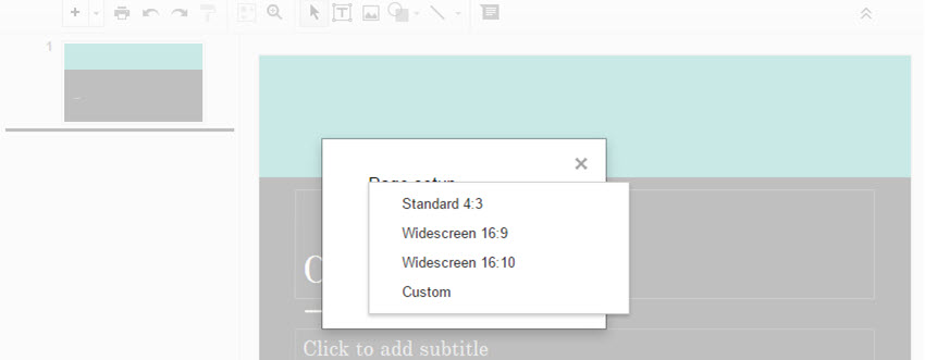 Select the slide size best fit for the mode of presentation