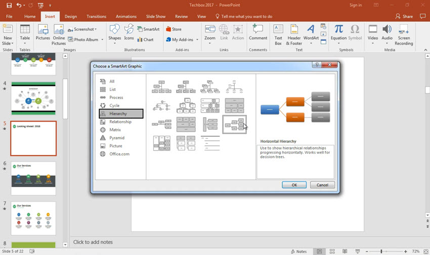 Choosing a SmartArt Graphic