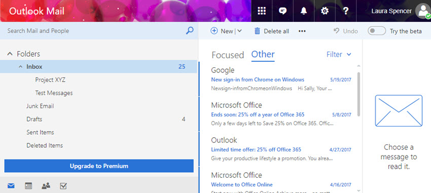 Other tab on Outlookcom