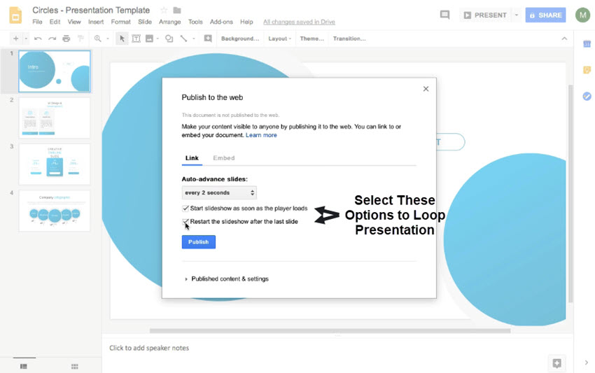 Google Slides autoplay