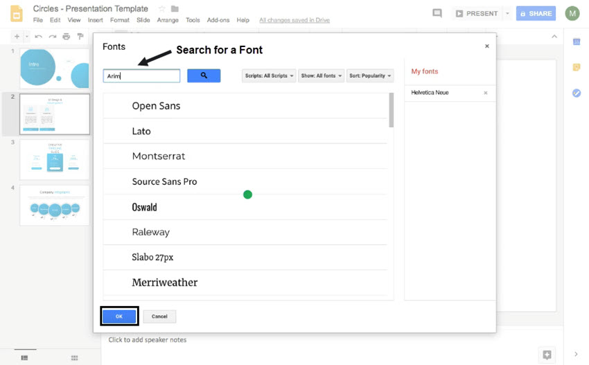 how to add new fonts to Google Slides using the Font Explorer