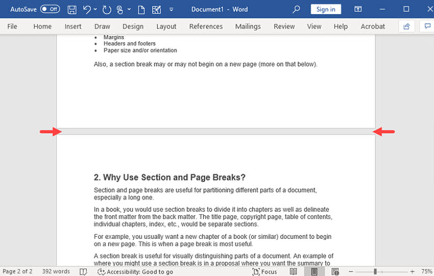 Microsoft Word Page Break