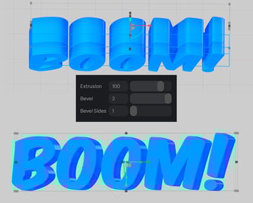 Increase Extrusion of the text