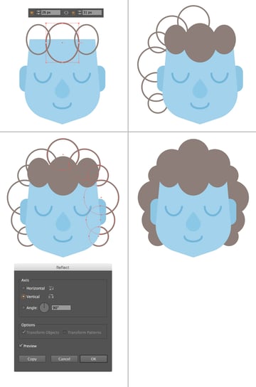 shape the curly hairdo from ellipses