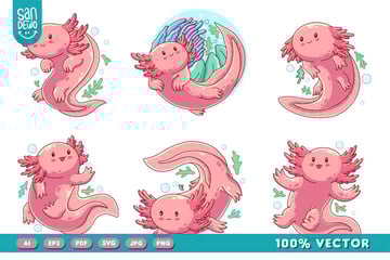 Hand Drawn Cute Axolotl Illustration Design