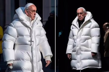 Viral image of Pope francis in puffer coat