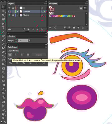 stroke outline cut corners unite pathfinder shape modes copy paste in front command f command c adobe illustrator