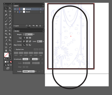 adobe illlutsrator rectangle tool rounded M 9pt stroke no fill icon