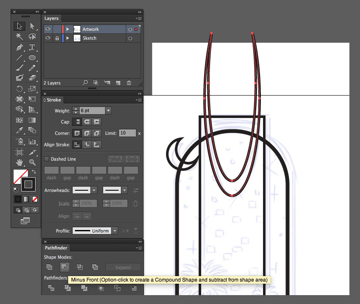 dobe illustrator ellipse tool vector crescent tower hole  pathfinder intersect