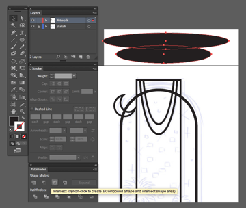 adobe illustrator ellipse tool L intersect pathfinder option artbrush 