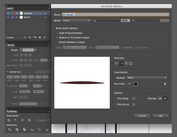 adobe illustrator create custom artbrush ok art brush option stretch to fit stroke length fixed width