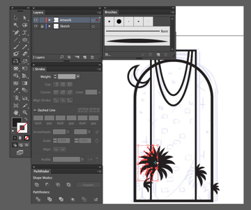 adobe illustrator reflect tool palm trees artbrush unite compound shape Kingdom Centre skyscraper illustration icon