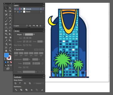 adobe illustrator kingdom centre background pathfinder intersect cloud shape arrange send to back