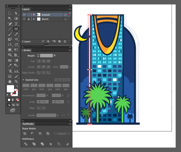 adobe illustrator rectangle border egde light cast moon skyscraper kingdom centre