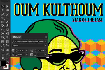 Use Type Tool for text and Character Panel to set Font Size 