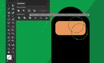 Ellipse tool create eye shape by Pathfinder Intersect