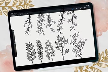 floral stamp brushes for Procreate from envato elements