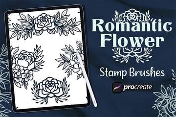 romantic flower stamp brushes for Procreate from Envato Elements