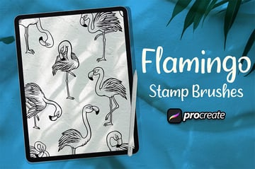 Flamingo Stamp Brush for Procreate on envato elements
