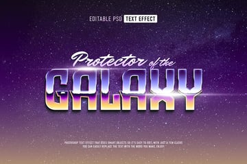 Retro futuristic galaxy text effect available on Envato Elements