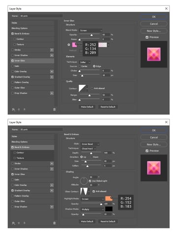How to change effect settings for 3D extrusion